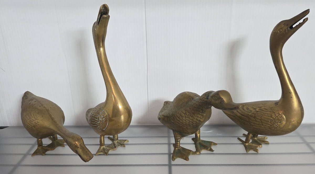 4 Brass Duck and Goose Figurines