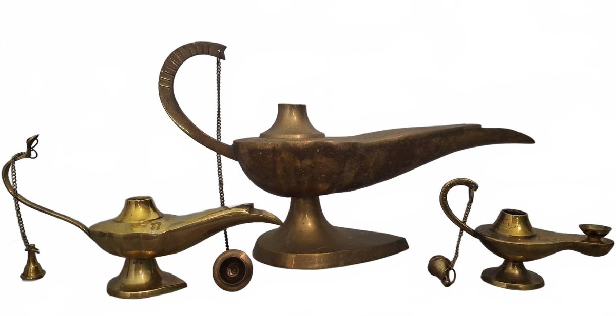 3 Brass Genie Lamp Replicas, India