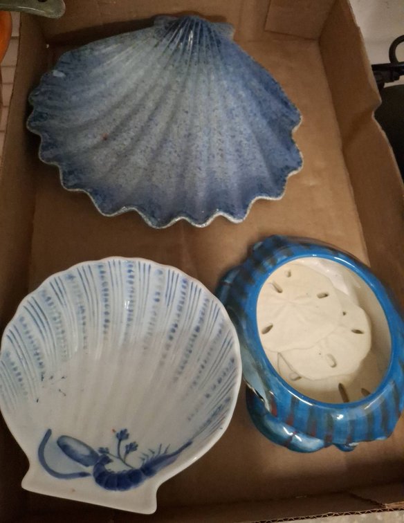 Ceramic Shell Bowls and Crab Dish
