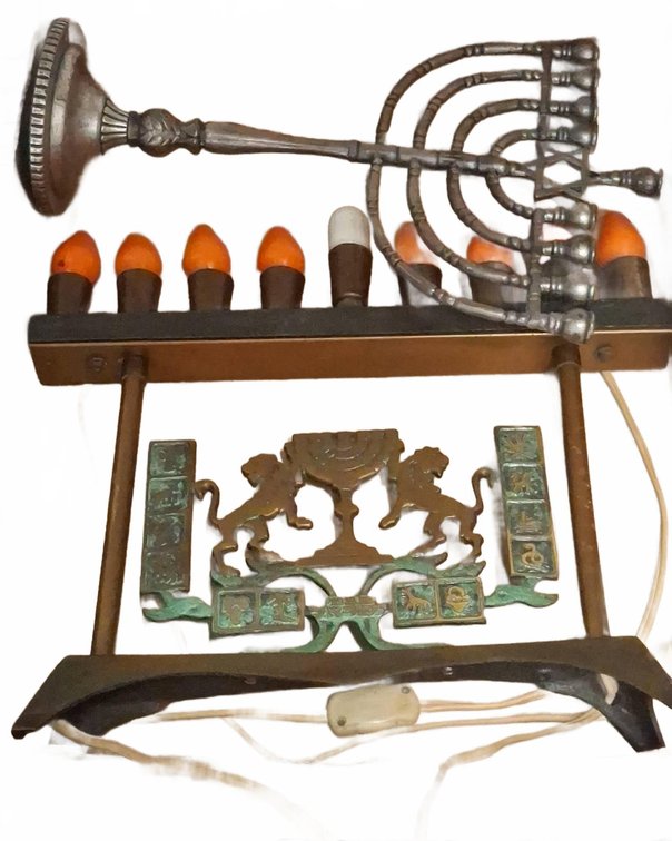Electric Hanukkah Menorahs and Brass Plaque Lot