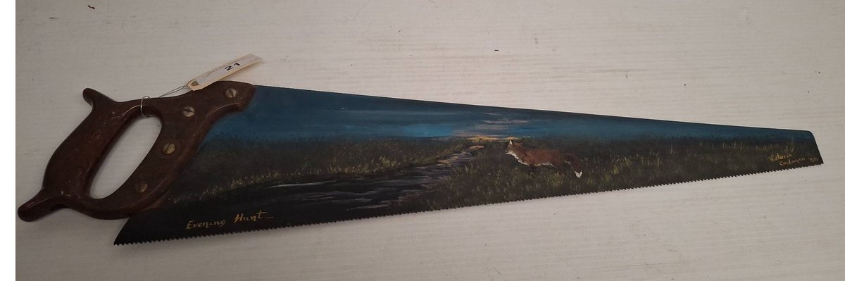 Disston 29" Hand Saw Evening Hunt Art Fox Scene