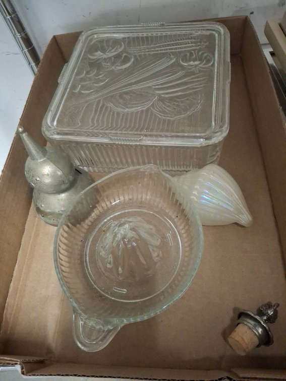 Glassware, Metal Figure and Bottle Stopper