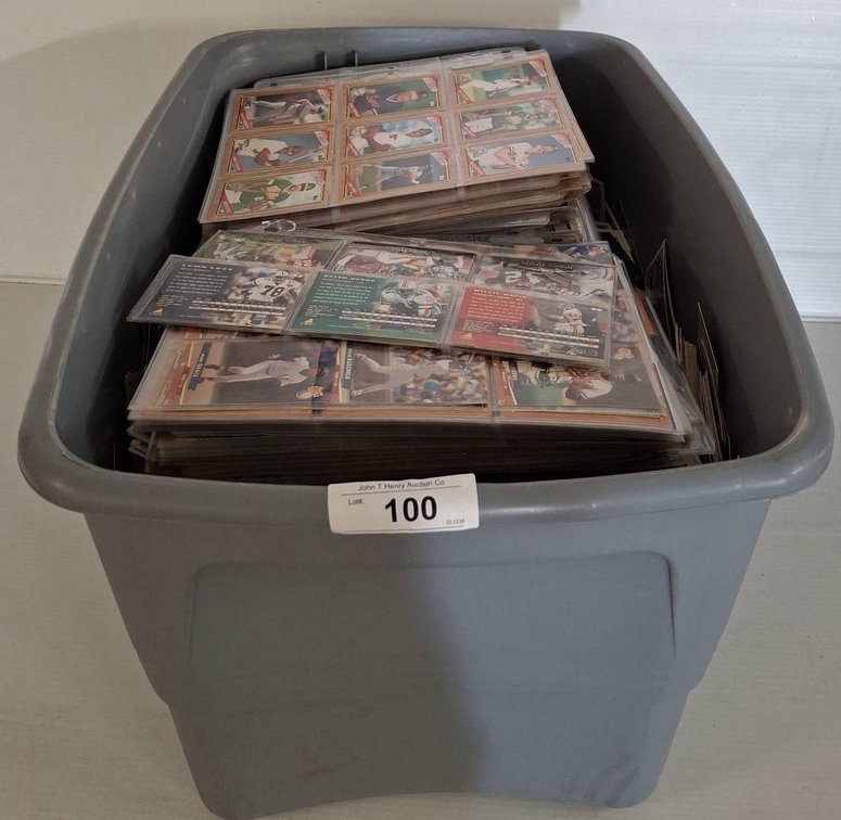 Large Bin of Baseball Cards in Sleeves