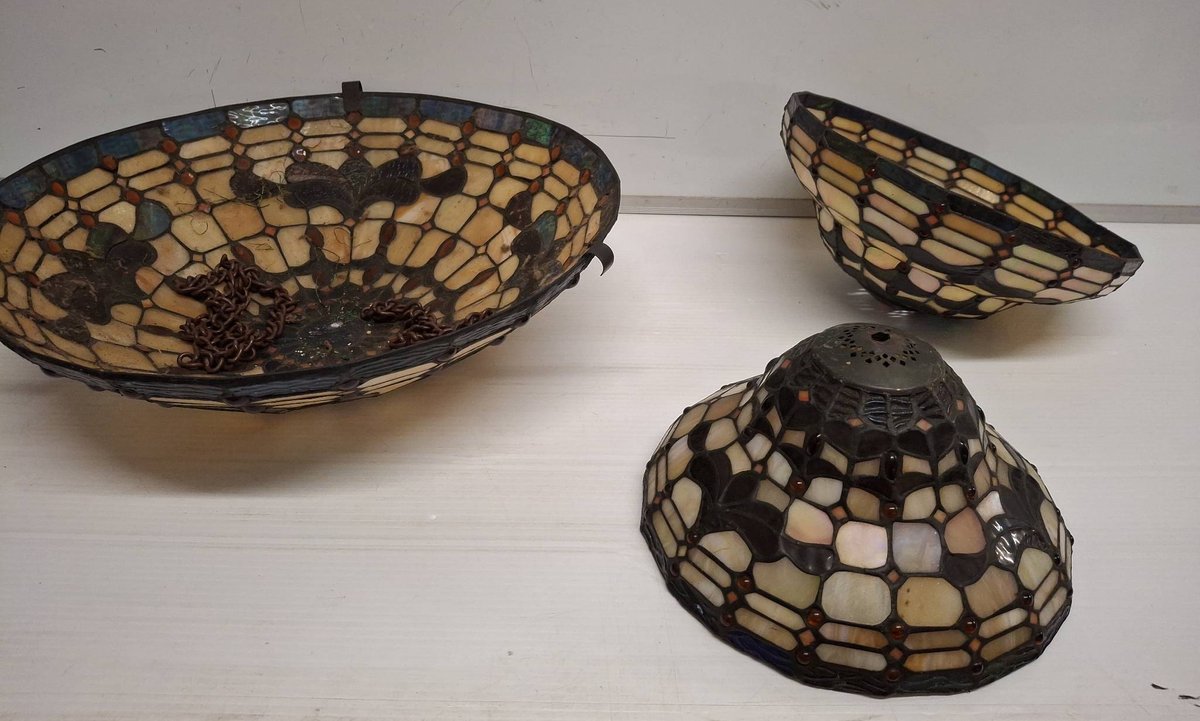 3 Stained Glass Lamp Shades, 18" Largest