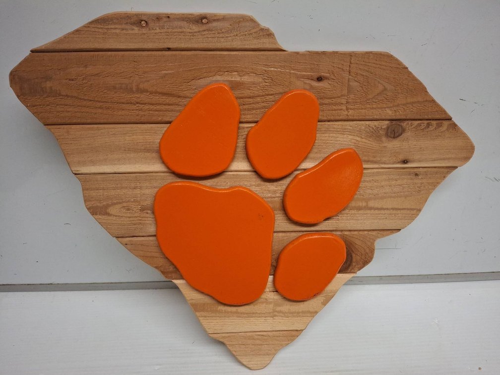 Wood Wall Art South Carolina Paw Print 24"×20"