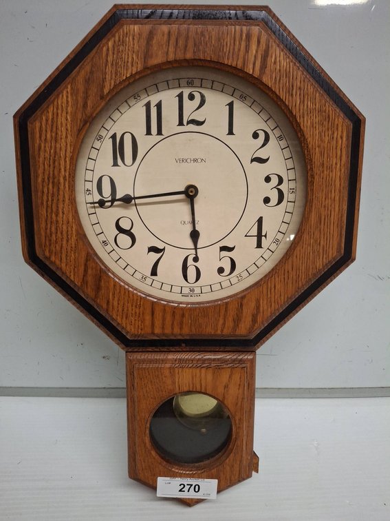Verichron Quartz Wall Clock Wood 14"×21"