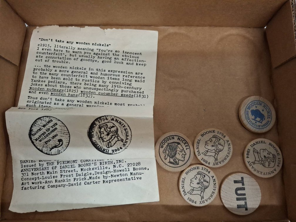 Wooden Nickels and Tokens