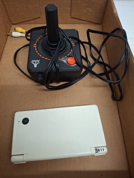 Atari Joystick & White Nintendo DS Console