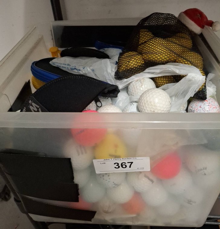 Large Bin Of Assorted Golf Balls And Covers