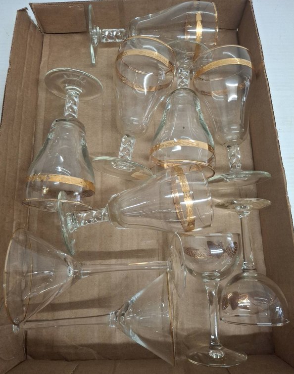 Gold Rimmed Stemware Glasses, Set of 10