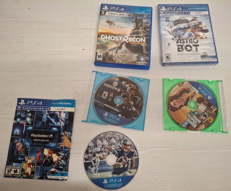 PS4 Games Lot: Astro Bot, Madden, GTA V, Ghost Recon