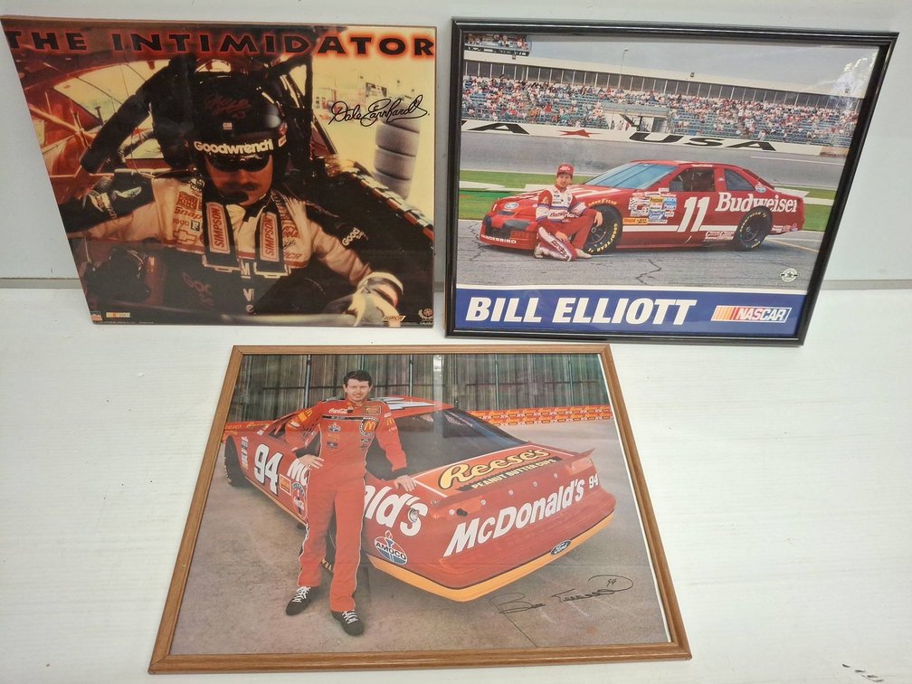 NASCAR Racing Prints, Framed, 21"×17"