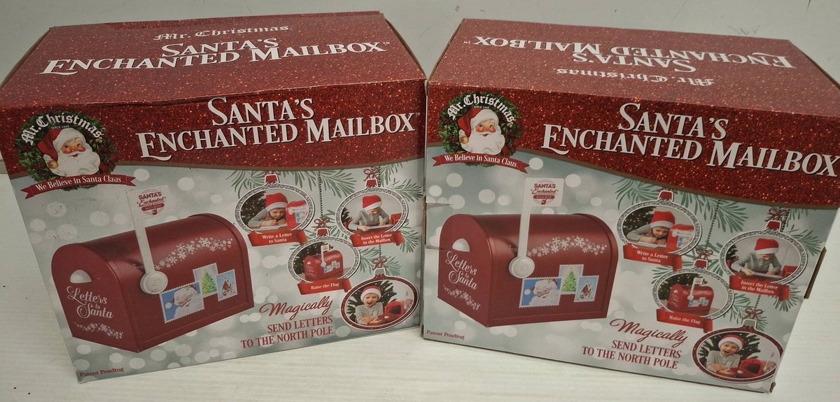 2 Mr. Christmas Santa's Enchanted Mailboxes
