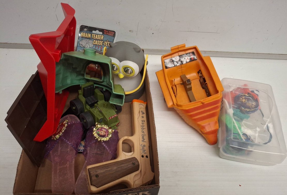 Toys Including Truck, Boat, Beyblades