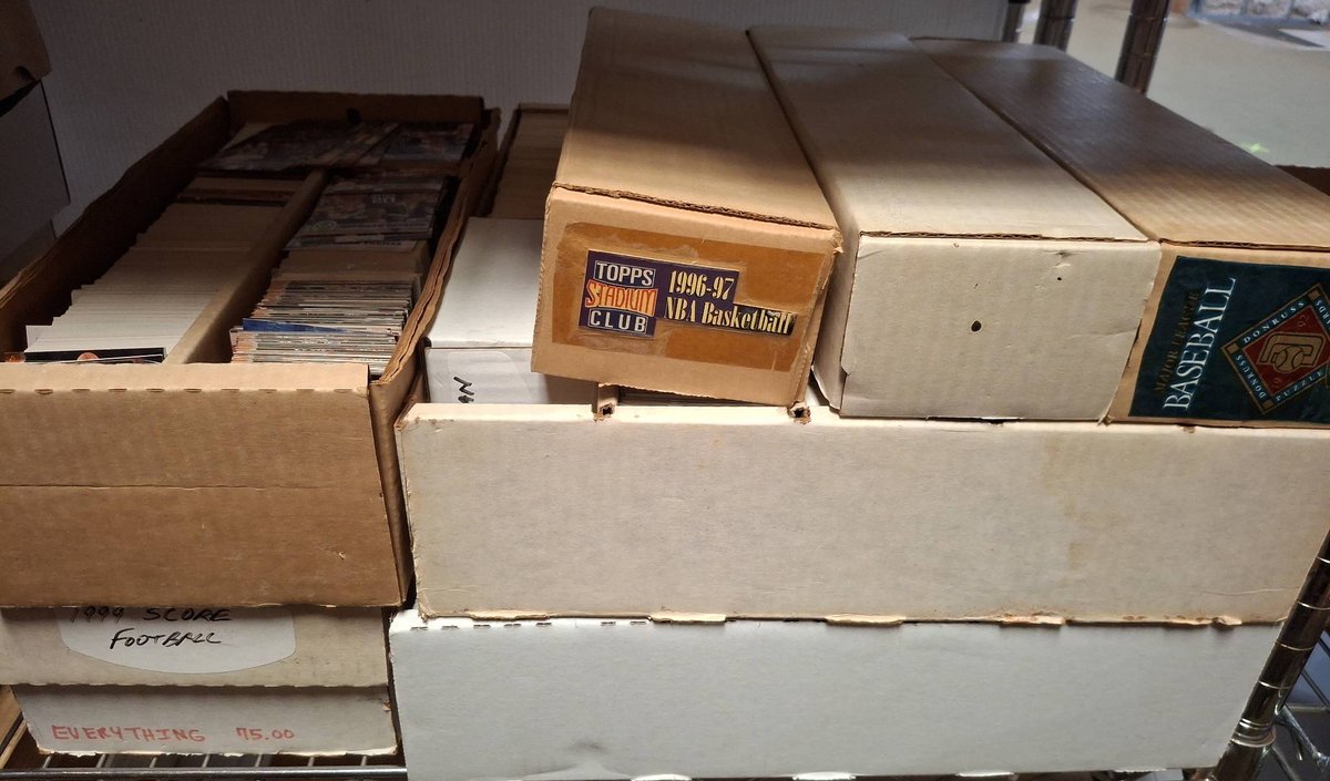 Large Collection Sports Trading Cards in Boxes