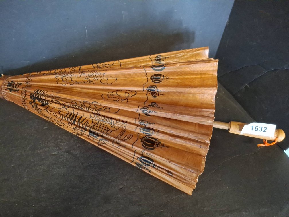 Decorative Asian Paper Parasol with Dragon Motif