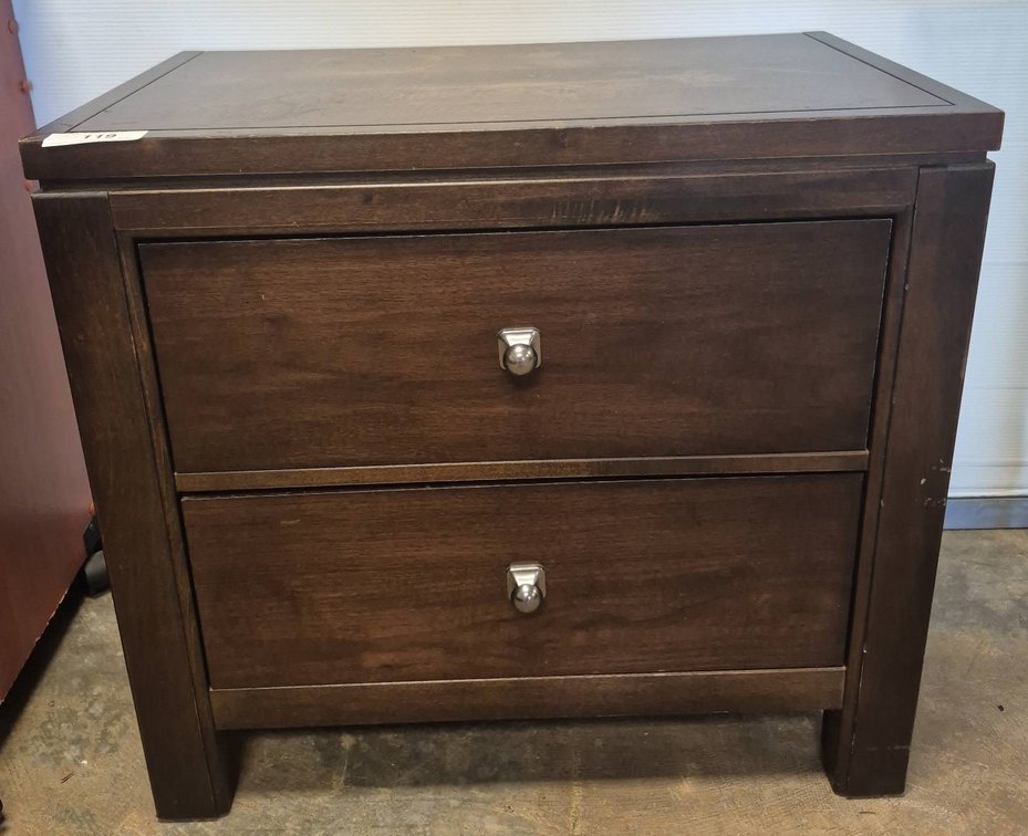Dark Wood 2-Drawer Nightstand 27x16x25 Inches