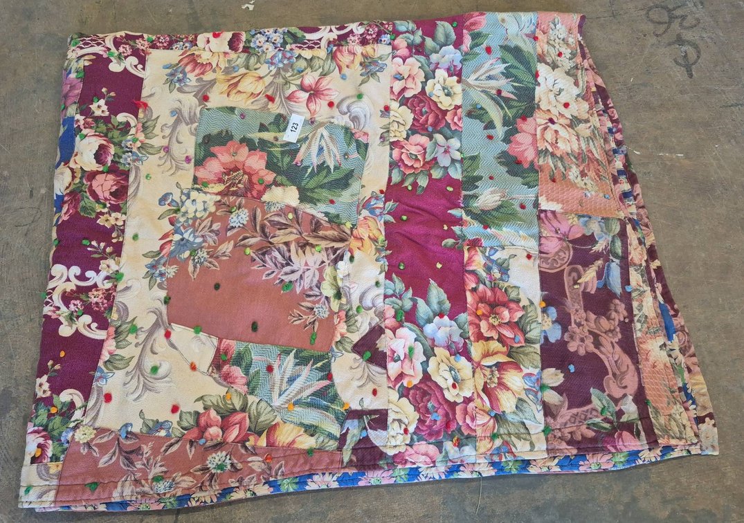 Large Patchwork Floral Quilt Blanket