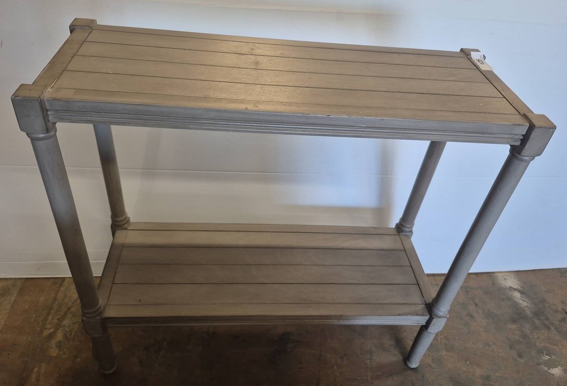 Gray Wood Two-Shelf Console Table 31x11x29