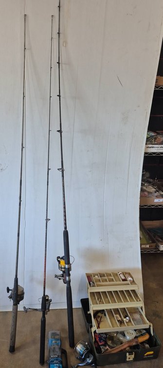 Fishing Rods With Reels And Tackle Box