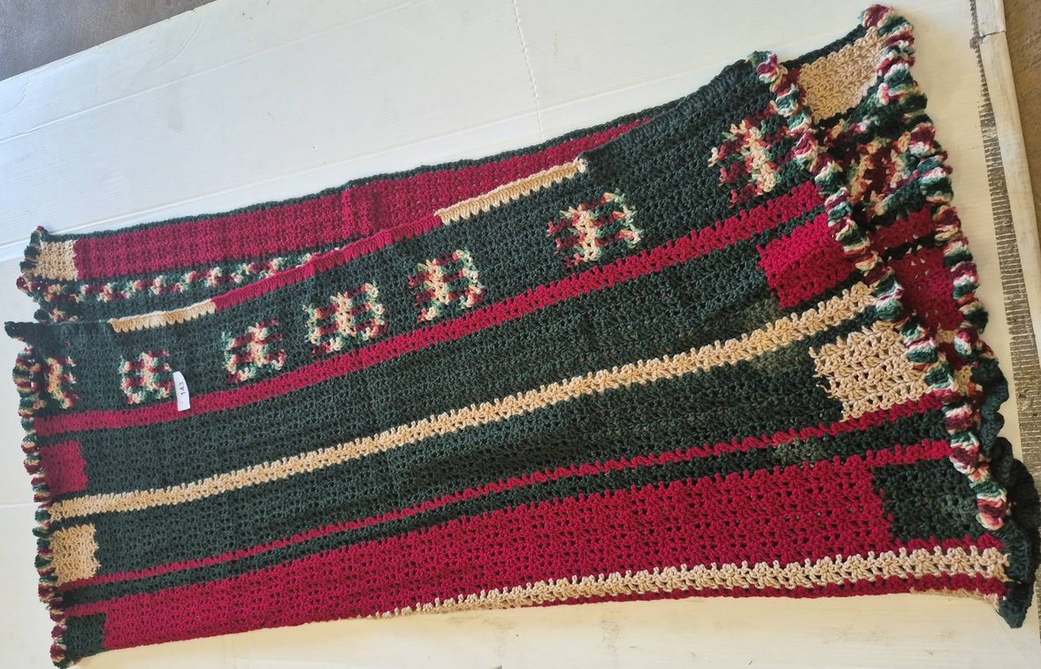 Large Multicolor Hand-Crocheted Afghan Blanket