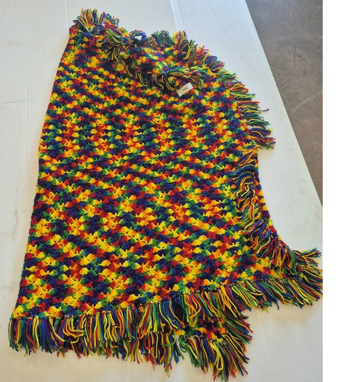 Large Multicolor Crocheted Afghan Blanket