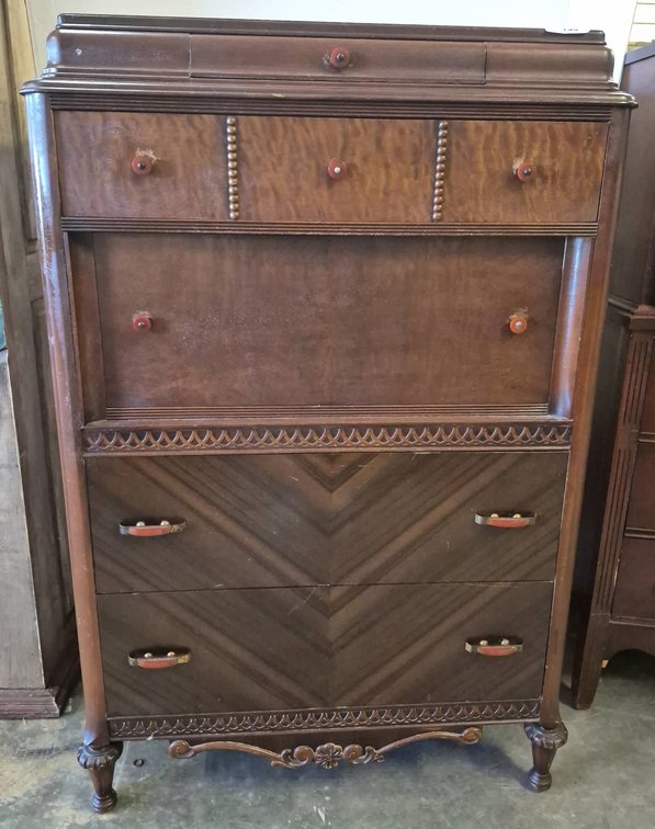 Wooden Chest of Drawers with Carved Accents