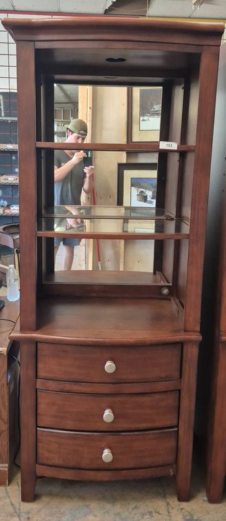 Wood Entertainment Cabinet with Mirror Back