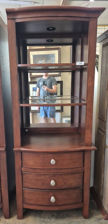 Wood Display Cabinet With Shelves and Drawers