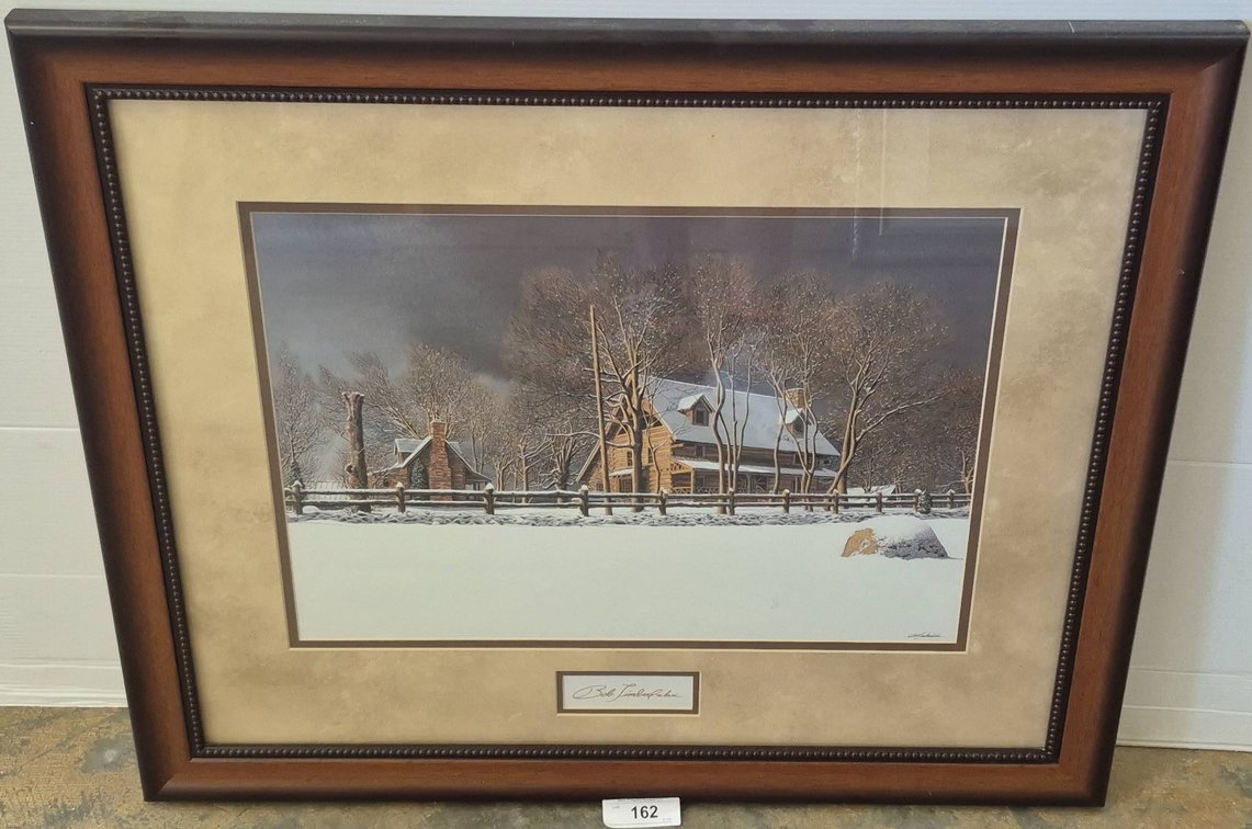 Bob Timberlake Framed Winter Cabin Art 33x28