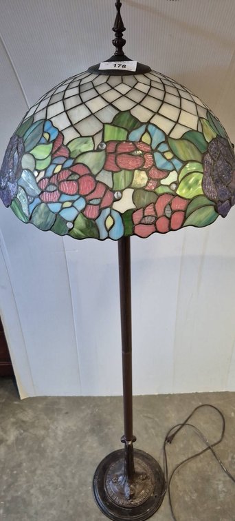 Stained Glass Floor Lamp, 66in Floral Shade