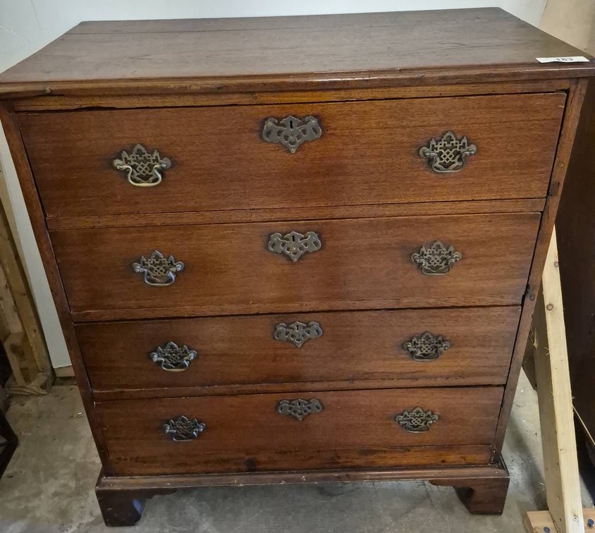 Wooden Chest of Drawers with Brass Pulls, 36x18x40