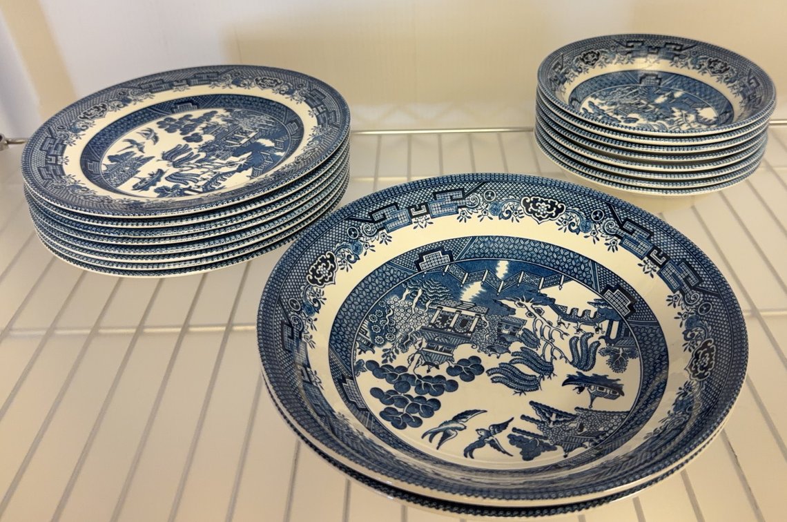 Churchill Blue Willow Plates and Bowls Set