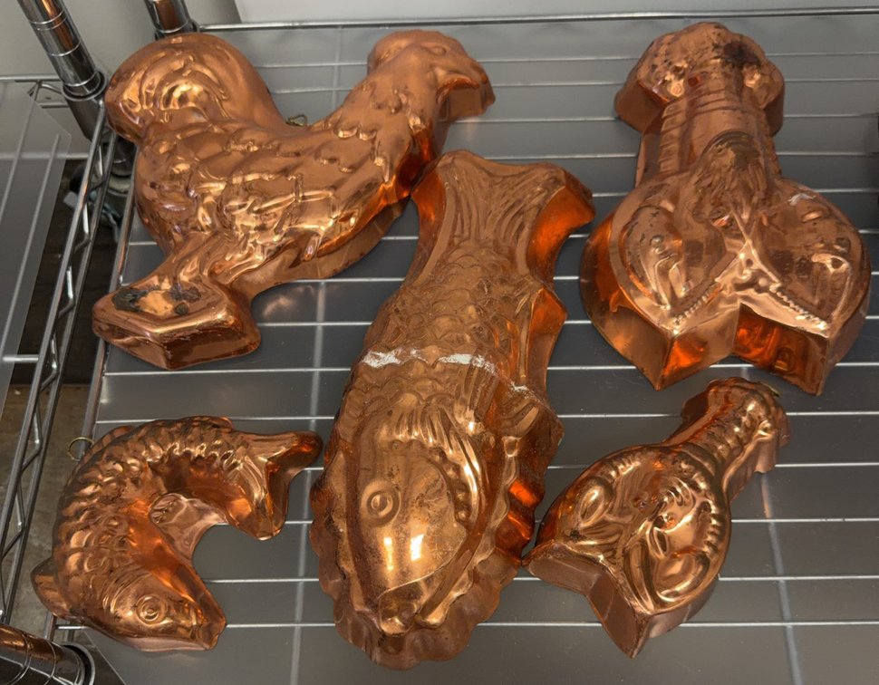 5 Copper Animal Shape Kitchen Molds