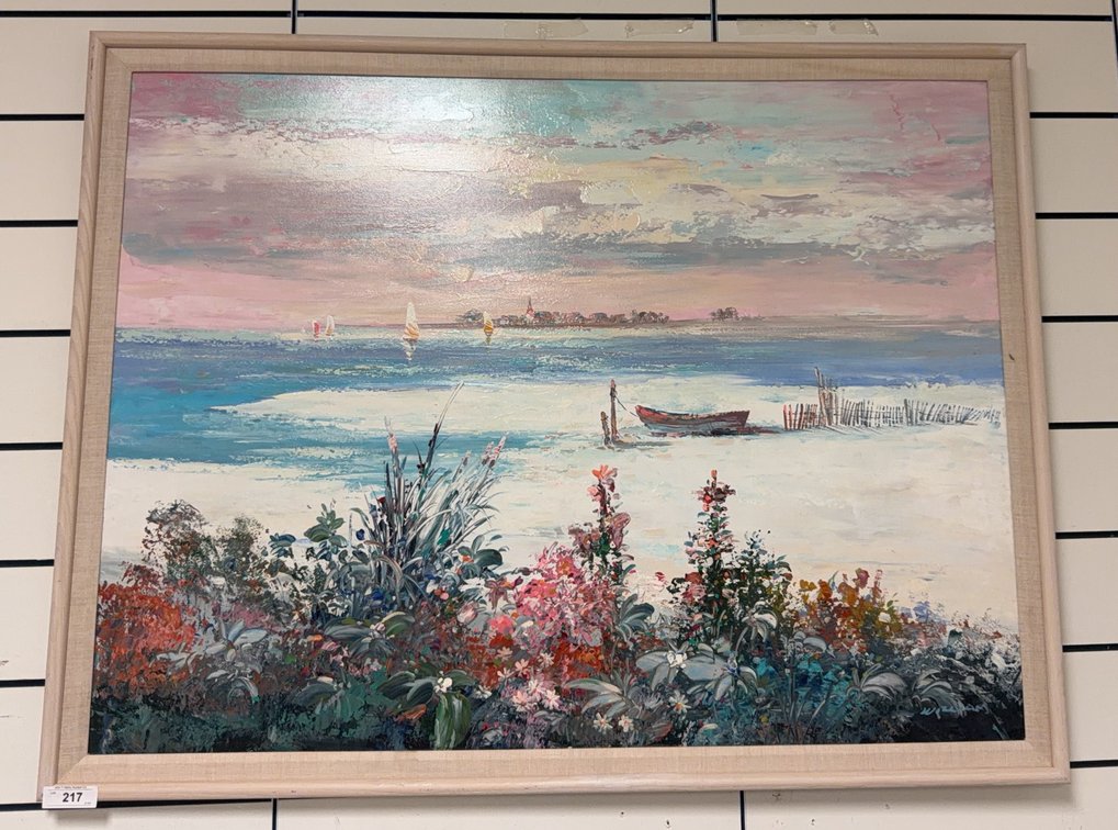 Seascape Oil Painting on Canvas, Framed
