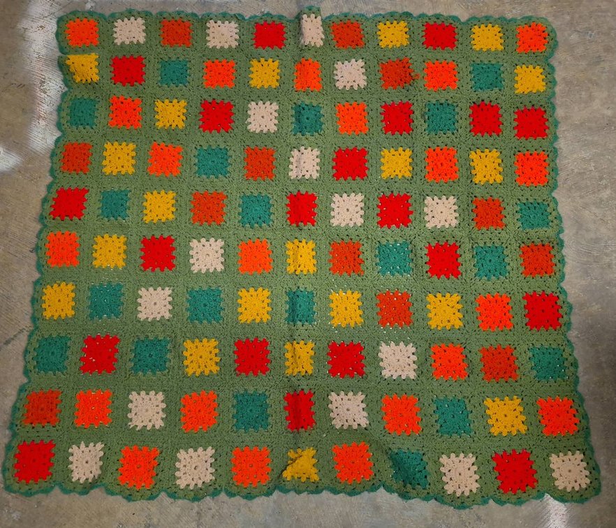 Handmade Multicolor Knitted Quilt 54x54 Inches