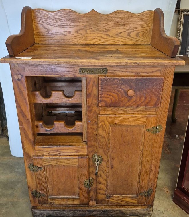 North Pole Oak Cabinet With Wine Rack 30x17x48