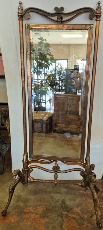 Ornate Bronze Frame Cheval Mirror 32x24x80