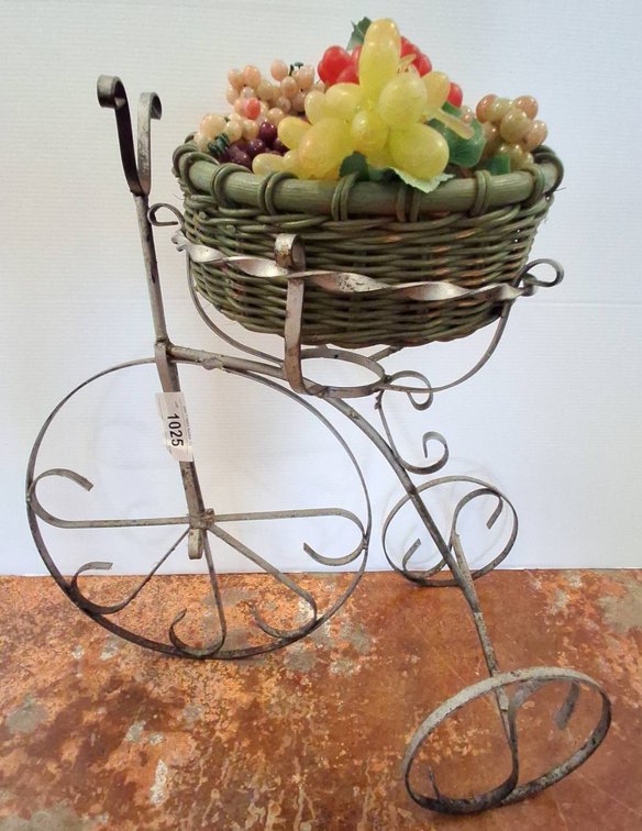 Metal Tricycle Basket with Faux Fruit Display