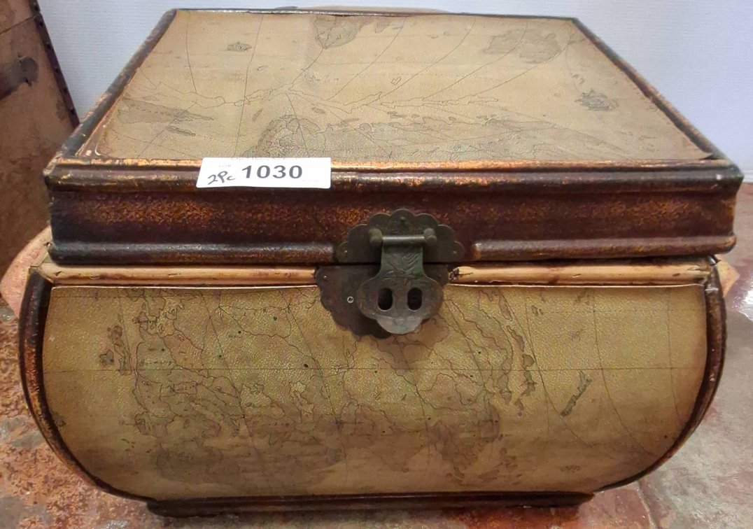 2 Decorative Map Print Storage Trunks