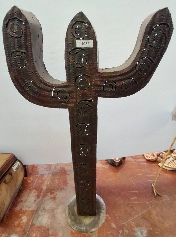 Large Metal Cactus Sculpture, 48 Inches Tall