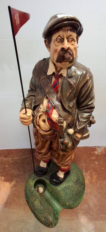 Large Composite Golfer Figure with Flag 39" Tall