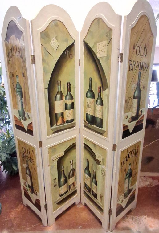 Hand-Painted Folding Screen Bar Theme 64x71