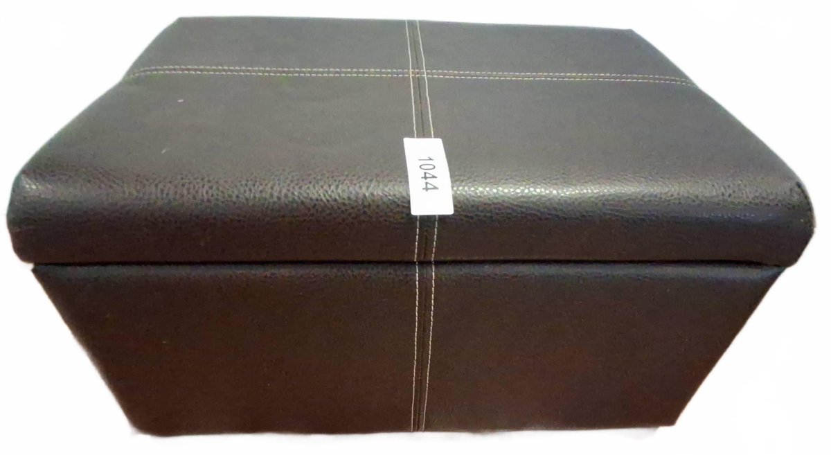 Brown Faux Leather Storage Ottoman 21x14x12