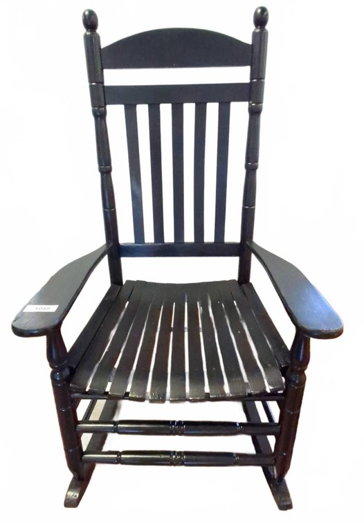 Black Wooden Slat Back Rocking Chair