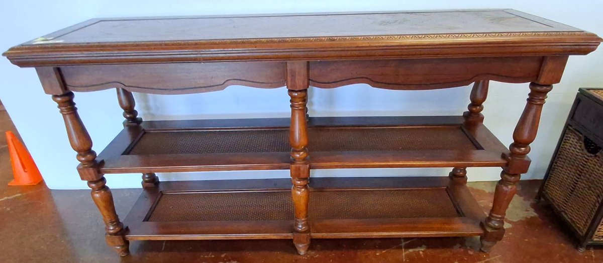 Wood Console Table with Shelves 54x17x27