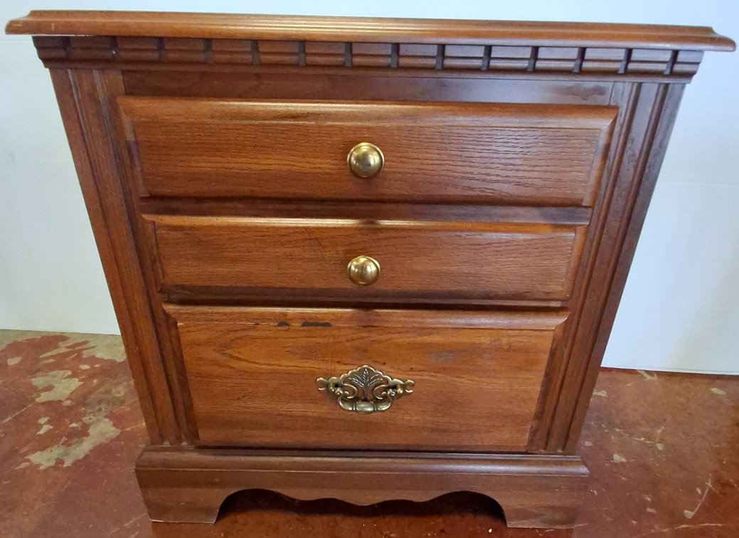Wood Night Stand with Brass Drawer Pulls 23x15x24