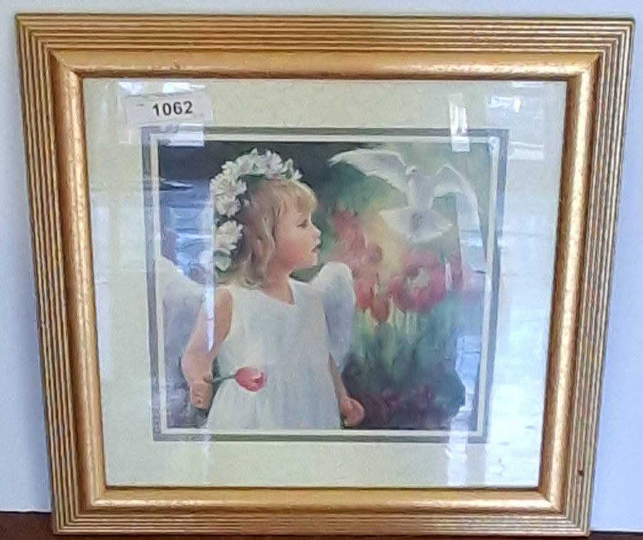 Framed Angel Child Art Print 18x19 Inch