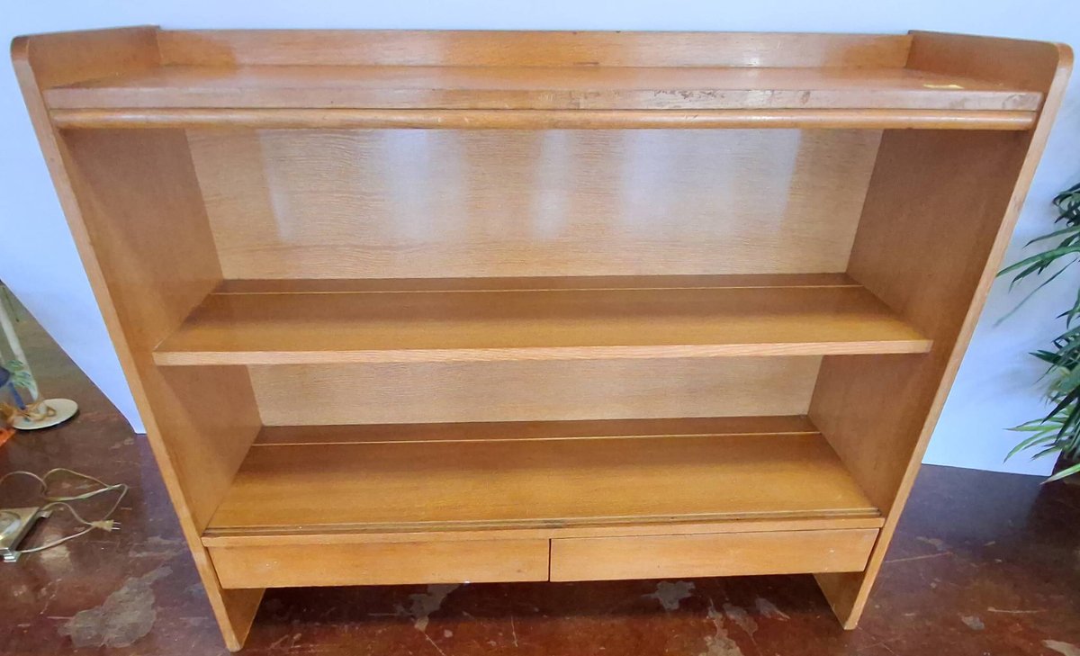 Wooden Bookcase With Shelves and Drawers 46x14x38