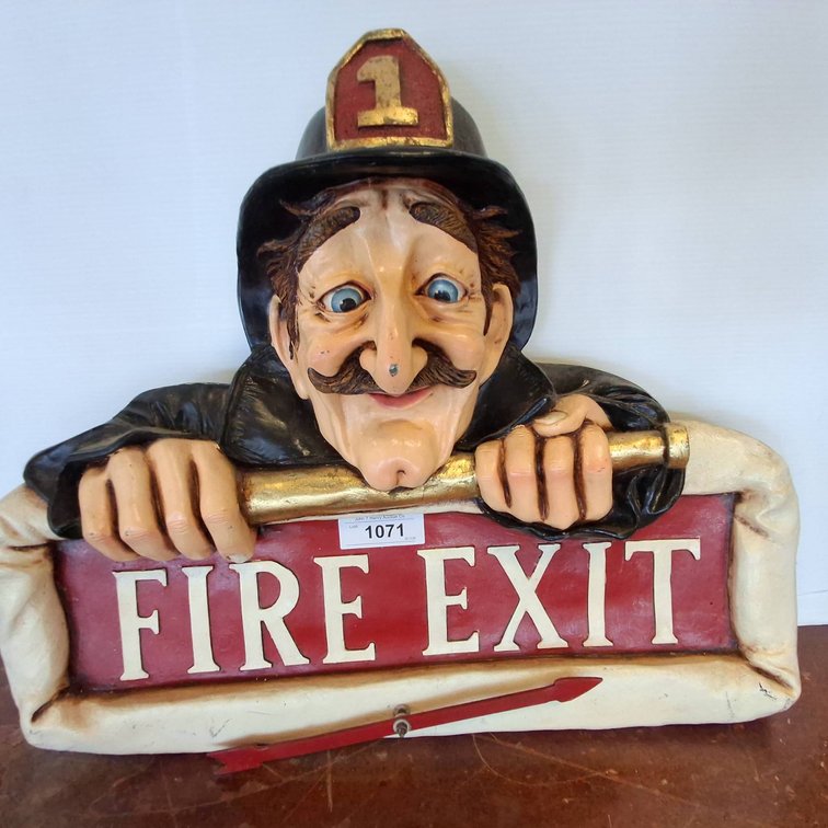 Fireman Composite Fire Exit Wall Plaque 24x21